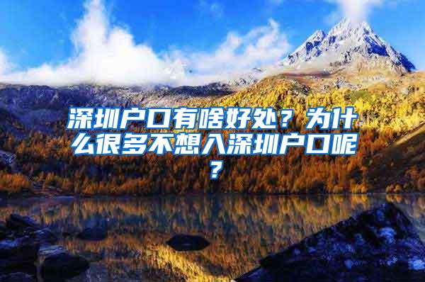 深圳户口有啥好处？为什么很多不想入深圳户口呢？