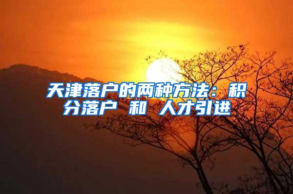 天津落户的两种方法：积分落户 和 人才引进