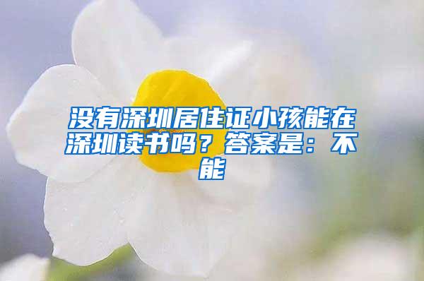 没有深圳居住证小孩能在深圳读书吗？答案是：不能