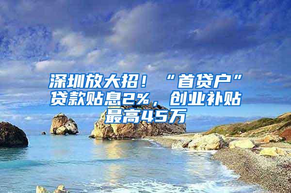 深圳放大招！“首贷户”贷款贴息2%，创业补贴最高45万