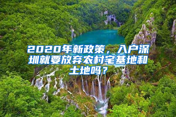 2020年新政策，入户深圳就要放弃农村宅基地和土地吗？