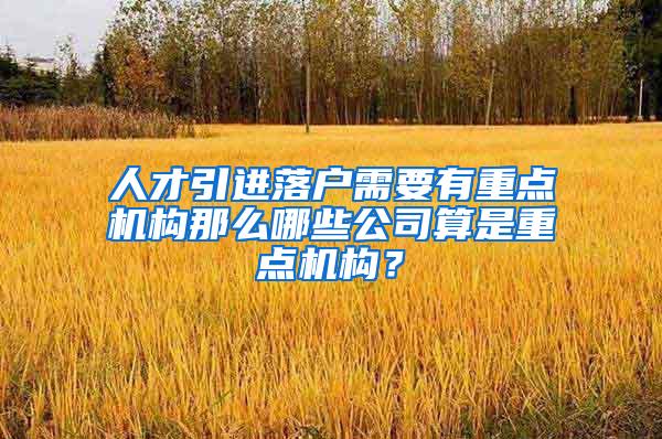 人才引进落户需要有重点机构那么哪些公司算是重点机构？