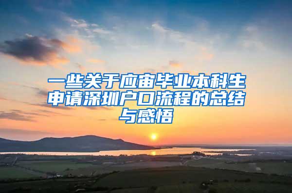 一些关于应宙毕业本科生申请深圳户口流程的总结与感悟