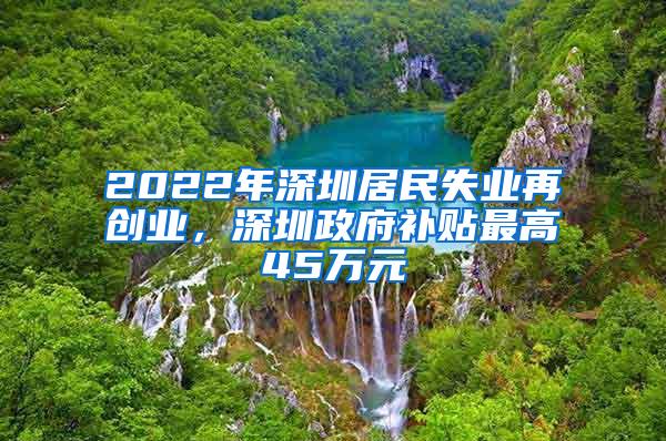 2022年深圳居民失业再创业，深圳政府补贴最高45万元