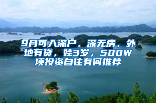 9月可入深户，深无房，外地有贷，娃3岁，500W项投资自住有何推荐