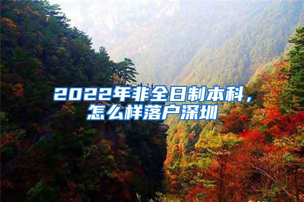 2022年非全日制本科，怎么样落户深圳