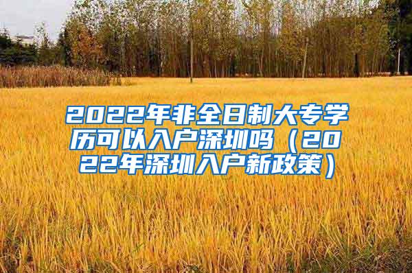 2022年非全日制大专学历可以入户深圳吗（2022年深圳入户新政策）