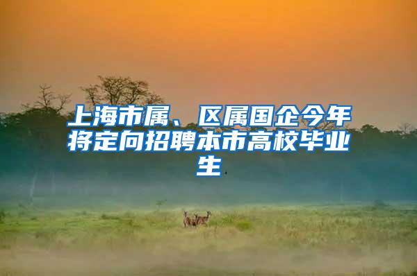 上海市属、区属国企今年将定向招聘本市高校毕业生