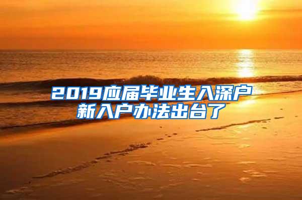 2019应届毕业生入深户新入户办法出台了