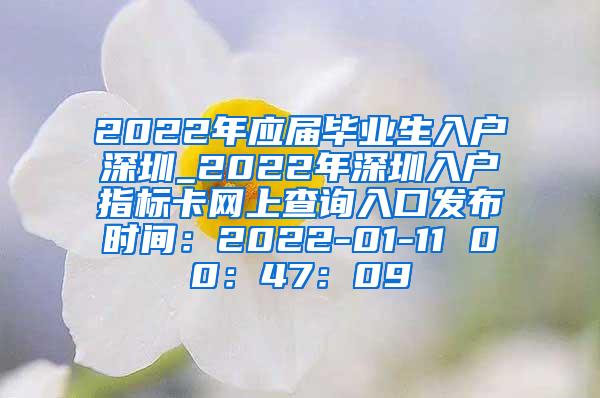 2022年应届毕业生入户深圳_2022年深圳入户指标卡网上查询入口发布时间：2022-01-11 00：47：09