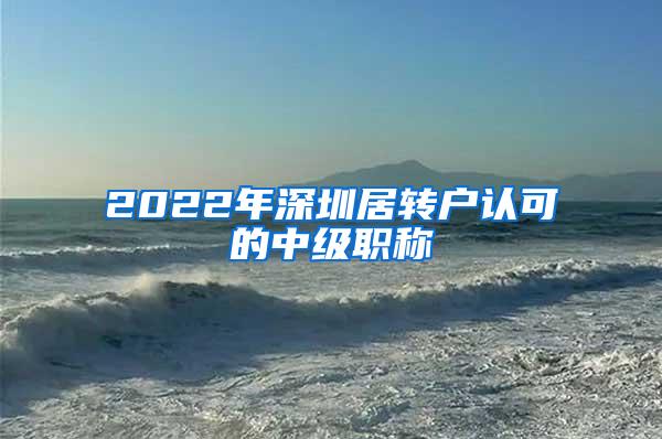 2022年深圳居转户认可的中级职称