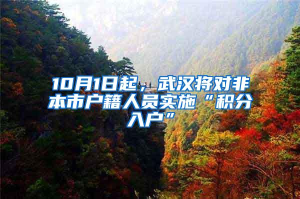 10月1日起，武汉将对非本市户籍人员实施“积分入户”