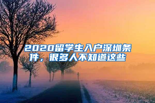 2020留学生入户深圳条件，很多人不知道这些