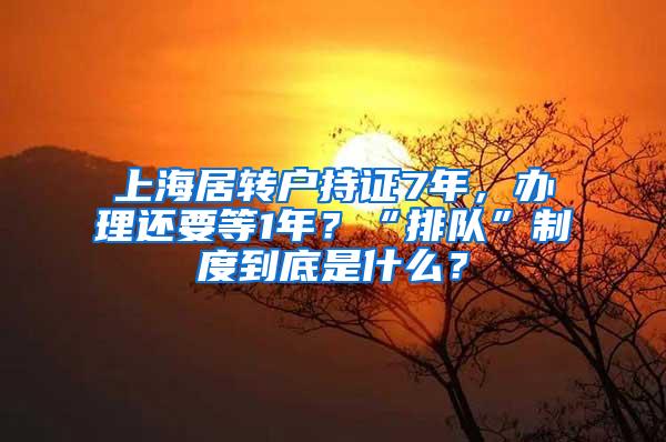 上海居转户持证7年，办理还要等1年？“排队”制度到底是什么？