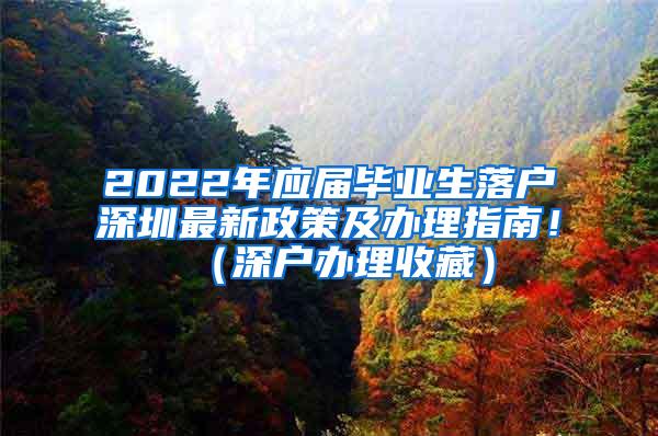 2022年应届毕业生落户深圳最新政策及办理指南！（深户办理收藏）