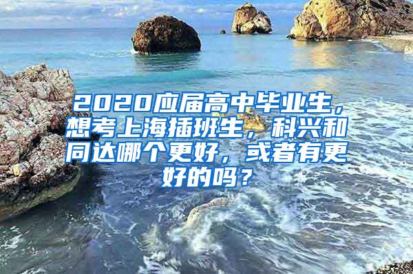 2020应届高中毕业生，想考上海插班生，科兴和同达哪个更好，或者有更好的吗？