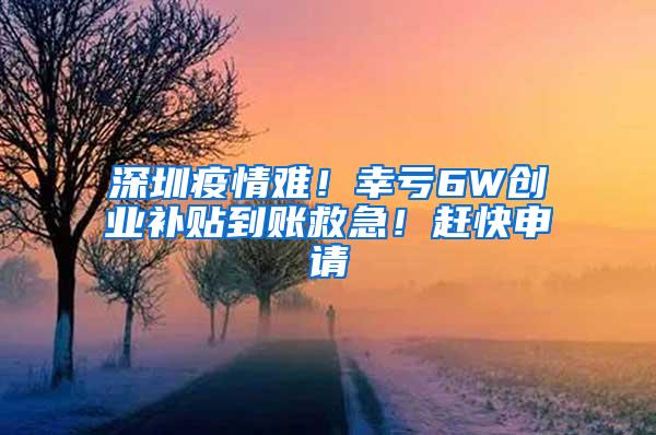 深圳疫情难！幸亏6W创业补贴到账救急！赶快申请