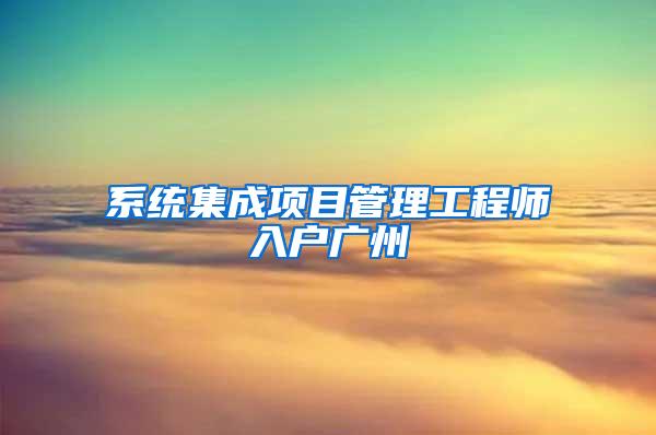 系统集成项目管理工程师入户广州