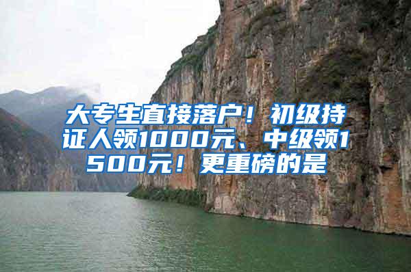 大专生直接落户！初级持证人领1000元、中级领1500元！更重磅的是