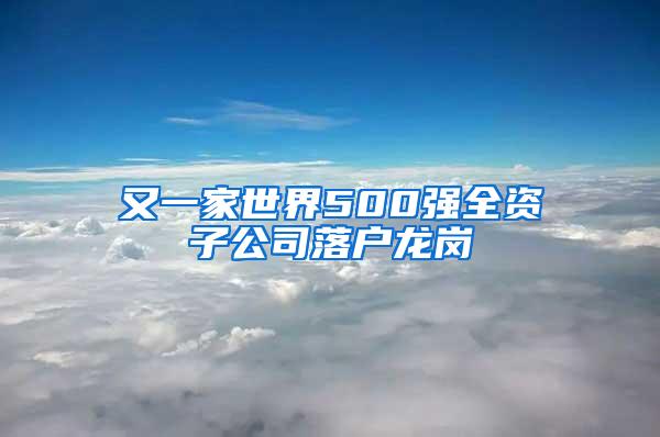 又一家世界500强全资子公司落户龙岗