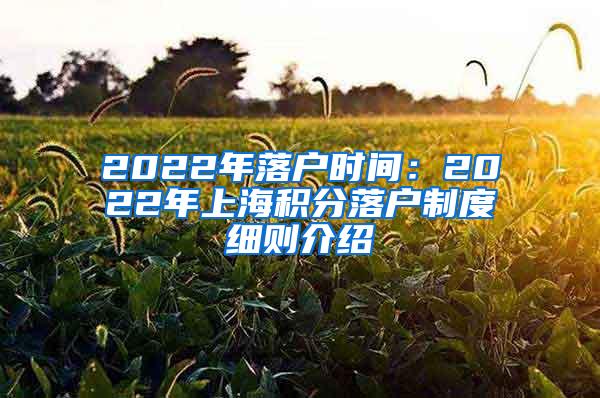 2022年落户时间：2022年上海积分落户制度细则介绍