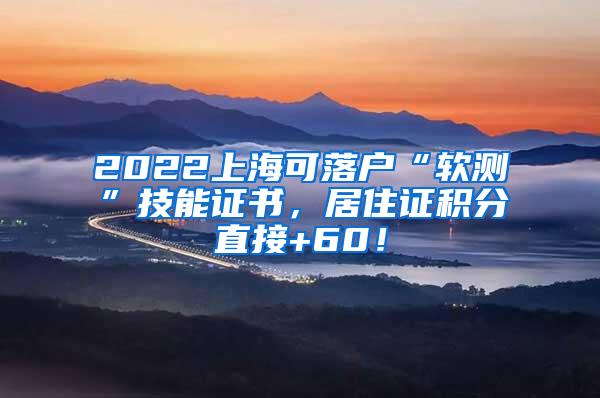 2022上海可落户“软测”技能证书，居住证积分直接+60！