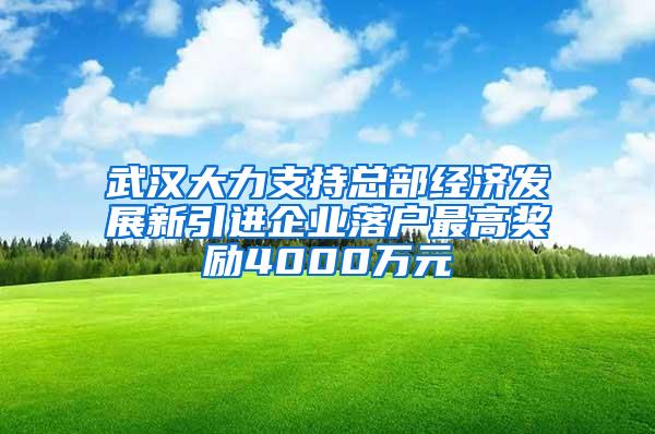 武汉大力支持总部经济发展新引进企业落户最高奖励4000万元