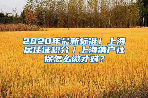 2020年最新标准！上海居住证积分／上海落户社保怎么缴才对？