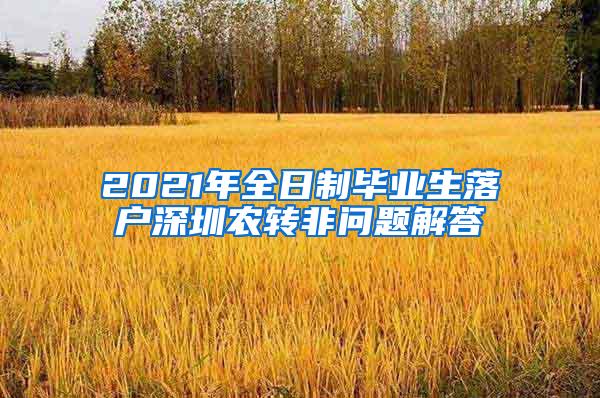 2021年全日制毕业生落户深圳农转非问题解答