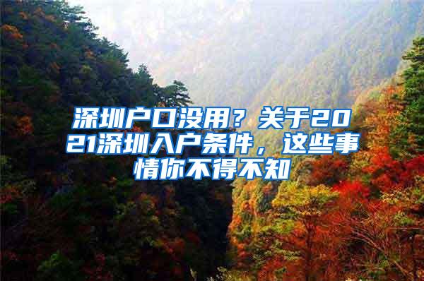 深圳户口没用？关于2021深圳入户条件，这些事情你不得不知