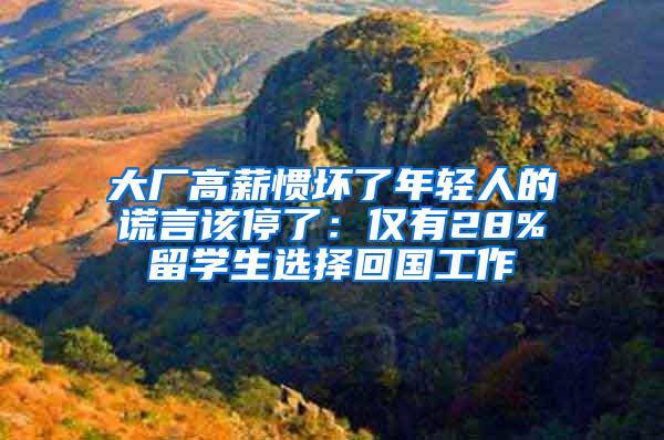 大厂高薪惯坏了年轻人的谎言该停了：仅有28%留学生选择回国工作