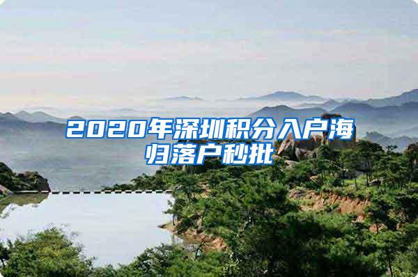 2020年深圳积分入户海归落户秒批