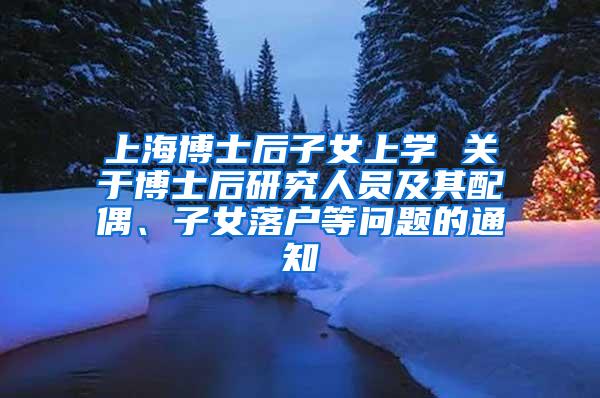 上海博士后子女上学 关于博士后研究人员及其配偶、子女落户等问题的通知