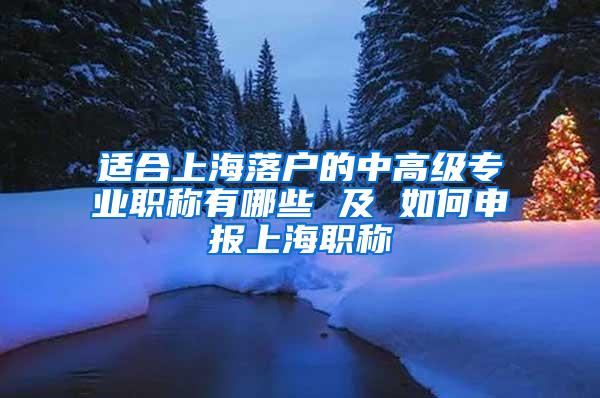 适合上海落户的中高级专业职称有哪些 及 如何申报上海职称