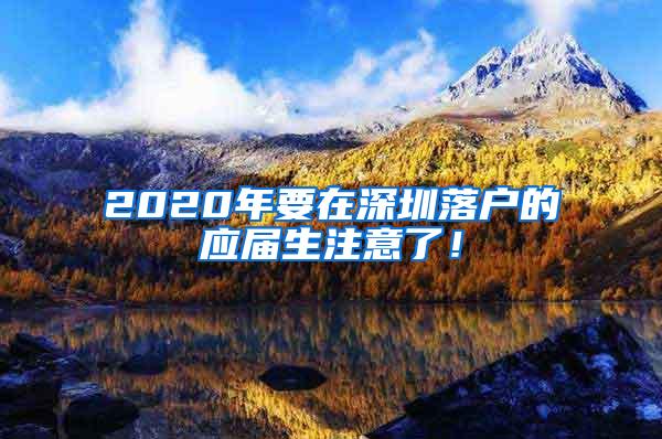 2020年要在深圳落户的应届生注意了！