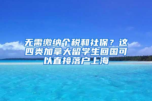 无需缴纳个税和社保？这四类加拿大留学生回国可以直接落户上海