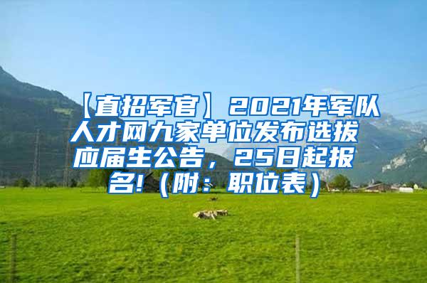 【直招军官】2021年军队人才网九家单位发布选拔应届生公告，25日起报名!（附：职位表）