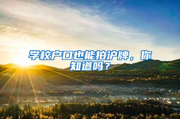 学校户口也能拍沪牌，你知道吗？