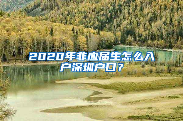 2020年非应届生怎么入户深圳户口？