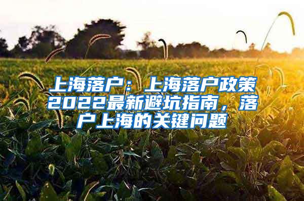 上海落户：上海落户政策2022最新避坑指南，落户上海的关键问题