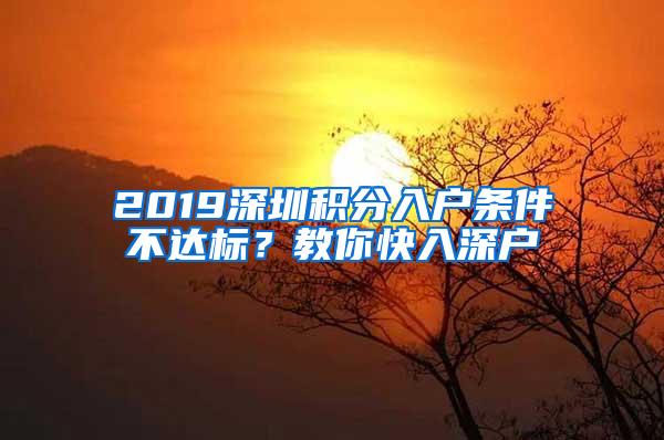 2019深圳积分入户条件不达标？教你快入深户