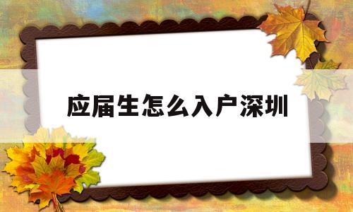 应届生怎么入户深圳(应届生入深圳户口流程) 深圳学历入户