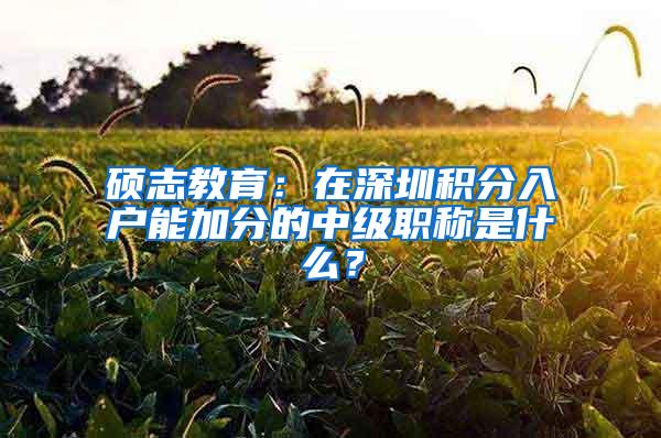 硕志教育：在深圳积分入户能加分的中级职称是什么？