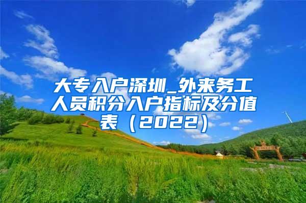 大专入户深圳_外来务工人员积分入户指标及分值表（2022）