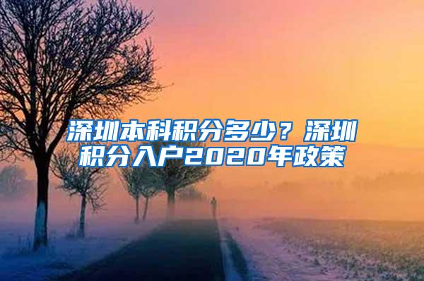 深圳本科积分多少？深圳积分入户2020年政策