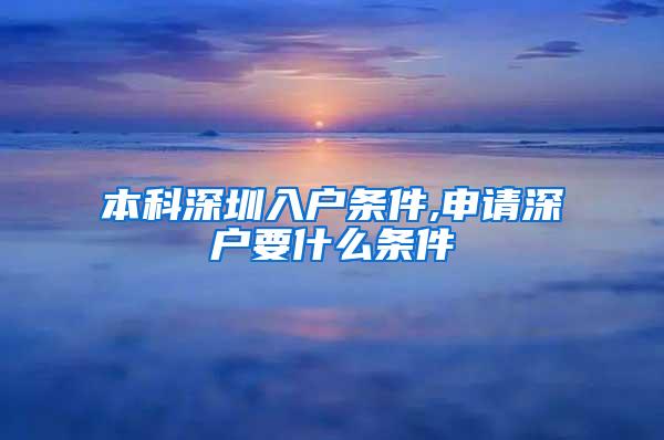 本科深圳入户条件,申请深户要什么条件