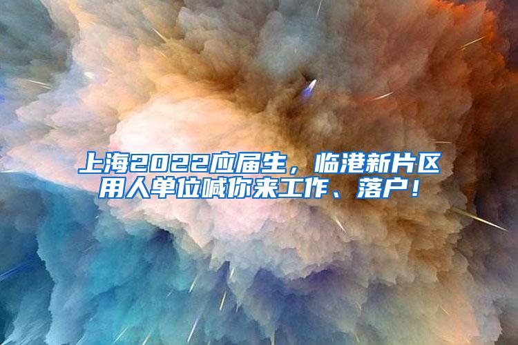 上海2022应届生，临港新片区用人单位喊你来工作、落户！