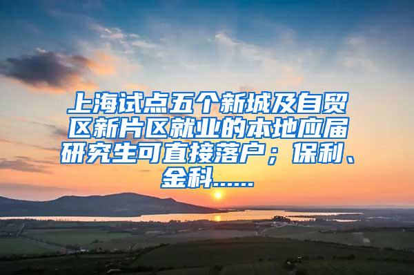 上海试点五个新城及自贸区新片区就业的本地应届研究生可直接落户；保利、金科......