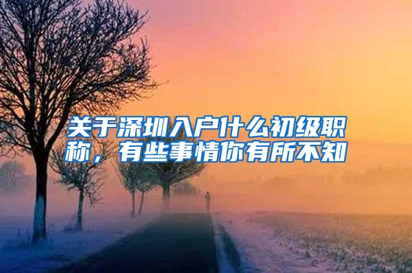 关于深圳入户什么初级职称，有些事情你有所不知