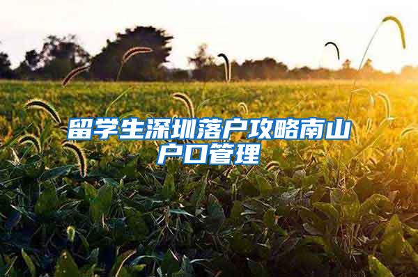 留学生深圳落户攻略南山户口管理